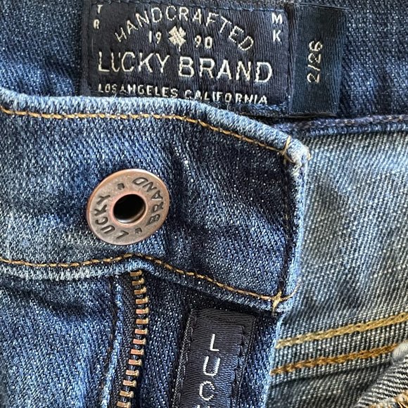 Lucky Brand Blue Jean Shorts with White Embroidery - Picture 3 of 5